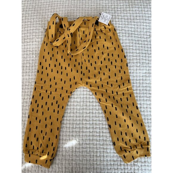 NWT Yellow And Black Cheetah Suspenders Pants - Picture 2 of 4
